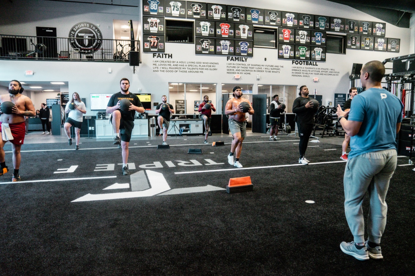Rich Burnett working with an athlete during a testing session